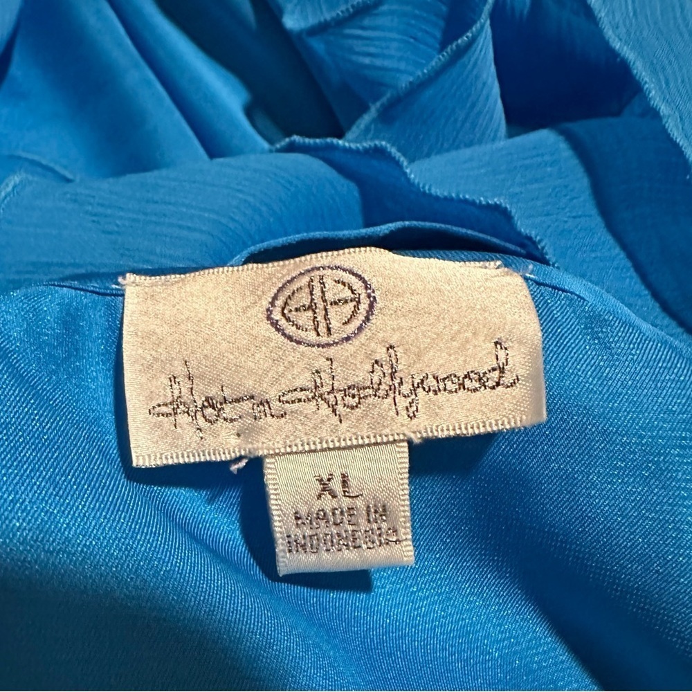 Hot in Hollywood Blue Ruffle Cold Shoulder Blouse - Picture 7 of 11